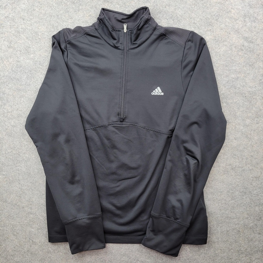 Adidas Pullover Boys Large Black 1/4 Zip Long Sleeve Athletic Top Running Gym